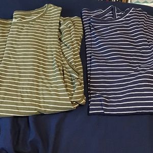 2 identical striped tanks